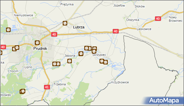 mapa Skrzypiec gmina Lubrza, Skrzypiec gmina Lubrza na mapie Targeo