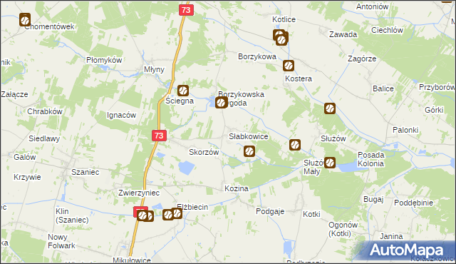 mapa Słabkowice, Słabkowice na mapie Targeo