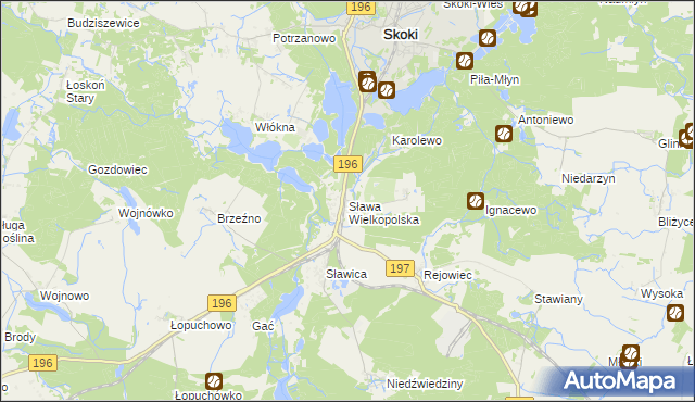 mapa Sława Wielkopolska, Sława Wielkopolska na mapie Targeo