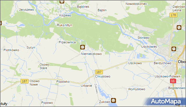 mapa Sławienko gmina Oborniki, Sławienko gmina Oborniki na mapie Targeo