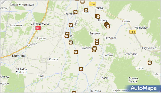 mapa Śliwaków, Śliwaków na mapie Targeo