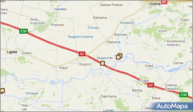 mapa Sługocinek, Sługocinek na mapie Targeo