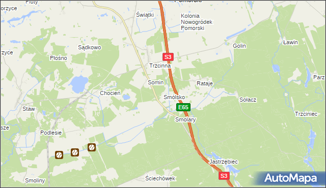 mapa Smólsko gmina Nowogródek Pomorski, Smólsko gmina Nowogródek Pomorski na mapie Targeo