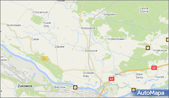 mapa Sobczyce, Sobczyce na mapie Targeo