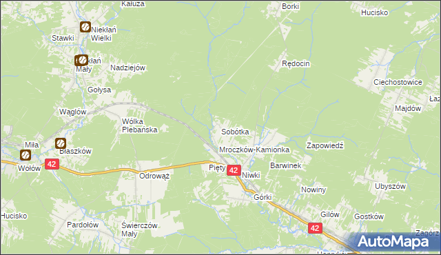 mapa Sobótka gmina Bliżyn, Sobótka gmina Bliżyn na mapie Targeo