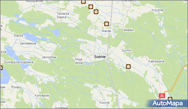 mapa Sośnie powiat ostrowski, Sośnie powiat ostrowski na mapie Targeo