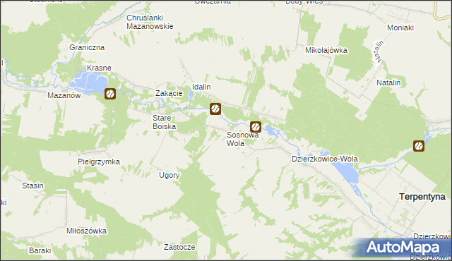 mapa Sosnowa Wola gmina Dzierzkowice, Sosnowa Wola gmina Dzierzkowice na mapie Targeo