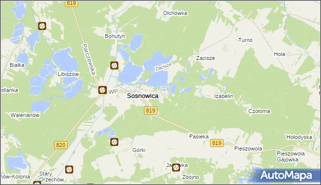 mapa Sosnowica-Dwór, Sosnowica-Dwór na mapie Targeo