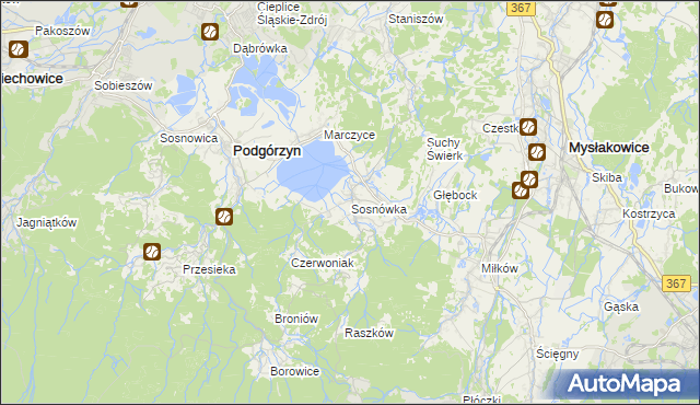 mapa Sosnówka gmina Podgórzyn, Sosnówka gmina Podgórzyn na mapie Targeo