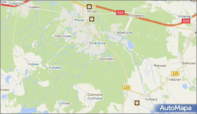 mapa Sosnówko gmina Stare Czarnowo, Sosnówko gmina Stare Czarnowo na mapie Targeo