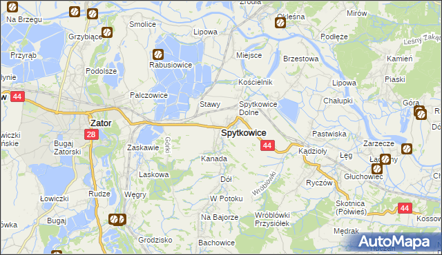 mapa Spytkowice powiat wadowicki, Spytkowice powiat wadowicki na mapie Targeo
