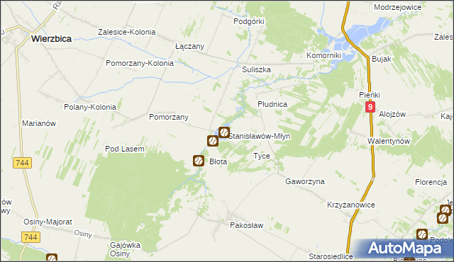 mapa Stanisławów-Młyn, Stanisławów-Młyn na mapie Targeo