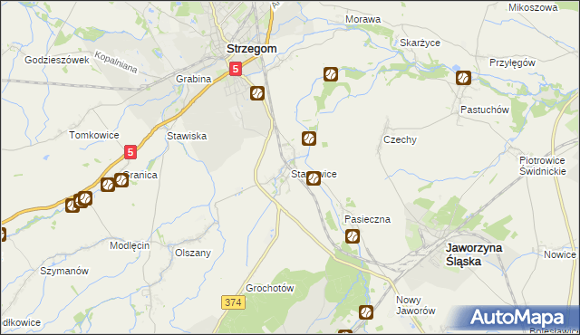 mapa Stanowice gmina Strzegom, Stanowice gmina Strzegom na mapie Targeo