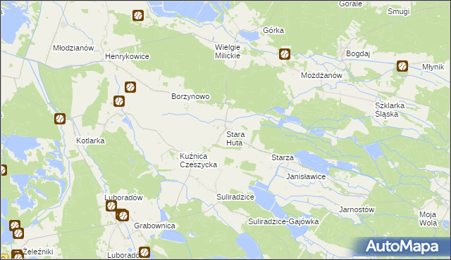 mapa Stara Huta gmina Krośnice, Stara Huta gmina Krośnice na mapie Targeo