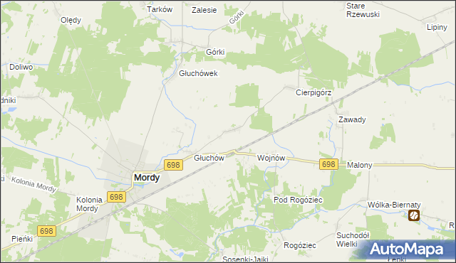 mapa Stara Wieś gmina Mordy, Stara Wieś gmina Mordy na mapie Targeo
