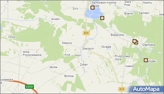 mapa Starościn gmina Kamionka, Starościn gmina Kamionka na mapie Targeo