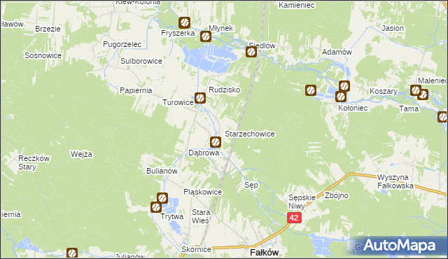 mapa Starzechowice, Starzechowice na mapie Targeo