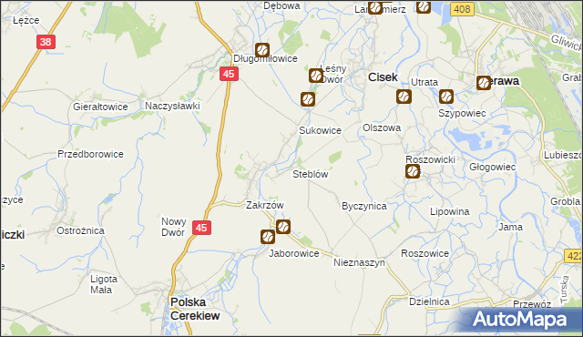 mapa Steblów gmina Cisek, Steblów gmina Cisek na mapie Targeo