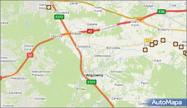mapa Stefanówka gmina Wiązowna, Stefanówka gmina Wiązowna na mapie Targeo