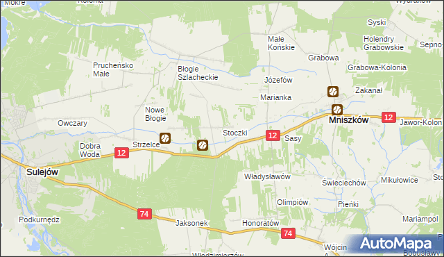 mapa Stoczki gmina Mniszków, Stoczki gmina Mniszków na mapie Targeo