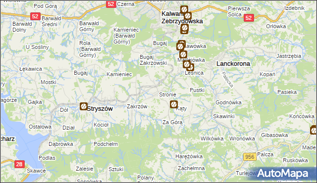 mapa Stronie gmina Stryszów, Stronie gmina Stryszów na mapie Targeo