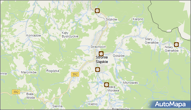 mapa Stronie Śląskie powiat kłodzki, Stronie Śląskie powiat kłodzki na mapie Targeo