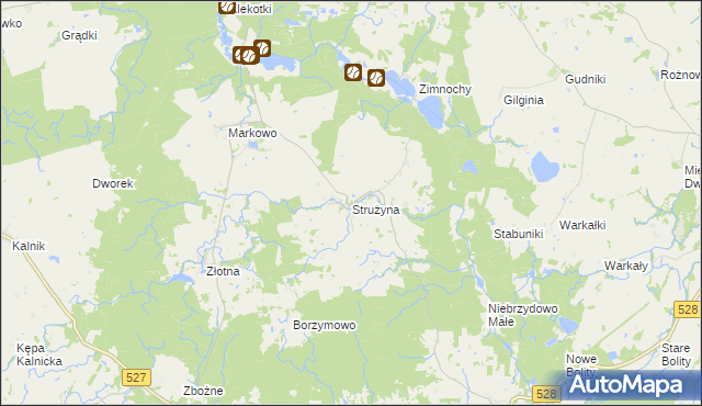 mapa Strużyna gmina Morąg, Strużyna gmina Morąg na mapie Targeo