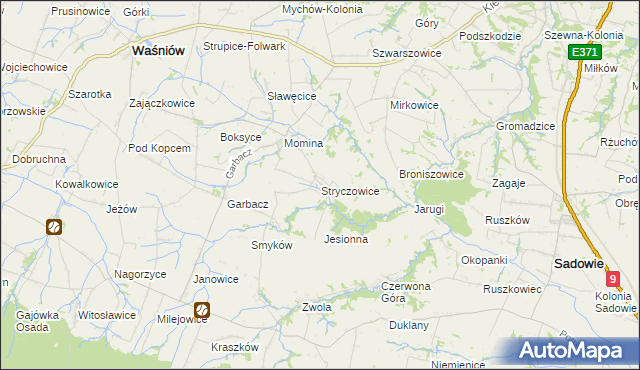 mapa Stryczowice, Stryczowice na mapie Targeo