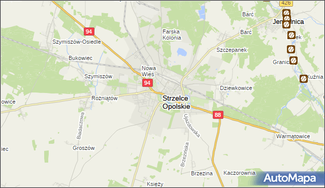 mapa Strzelce Opolskie, Strzelce Opolskie na mapie Targeo