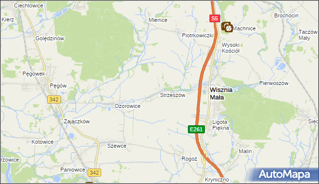 mapa Strzeszów gmina Wisznia Mała, Strzeszów gmina Wisznia Mała na mapie Targeo