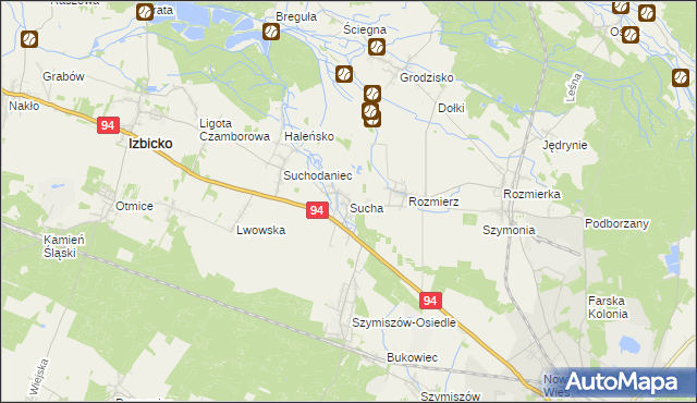 mapa Sucha gmina Strzelce Opolskie, Sucha gmina Strzelce Opolskie na mapie Targeo