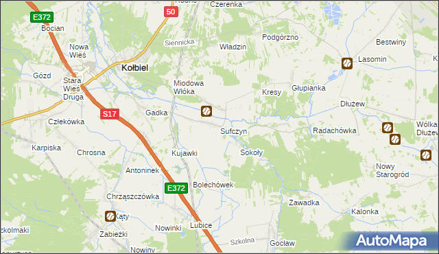 mapa Sufczyn gmina Kołbiel, Sufczyn gmina Kołbiel na mapie Targeo