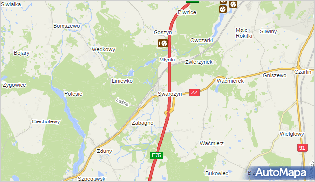 mapa Swarożyn, Swarożyn na mapie Targeo