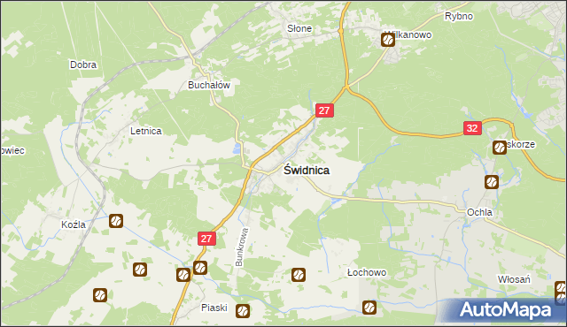 mapa Świdnica powiat zielonogórski, Świdnica powiat zielonogórski na mapie Targeo