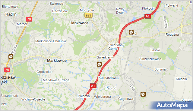 mapa Świerklany, Świerklany na mapie Targeo