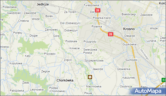 mapa Świerzowa Polska, Świerzowa Polska na mapie Targeo