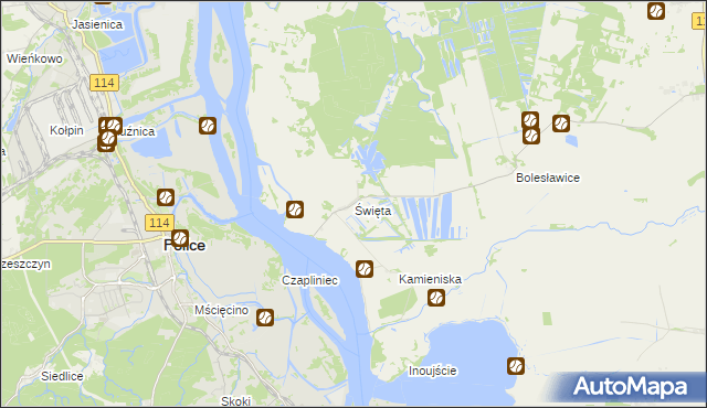 mapa Święta gmina Goleniów, Święta gmina Goleniów na mapie Targeo