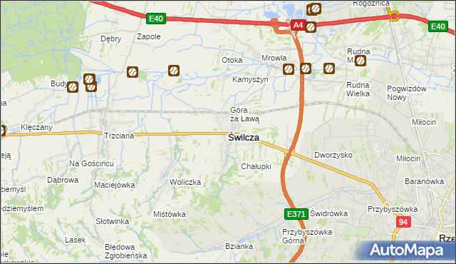 mapa Świlcza, Świlcza na mapie Targeo