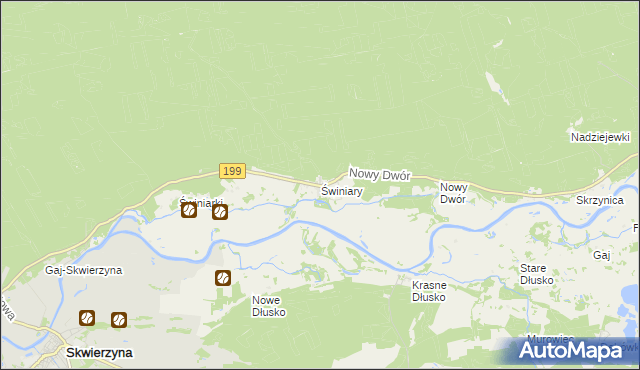 mapa Świniary gmina Skwierzyna, Świniary gmina Skwierzyna na mapie Targeo