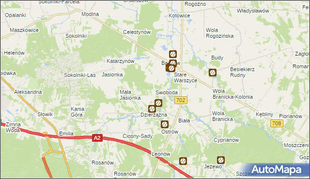 mapa Swoboda gmina Zgierz, Swoboda gmina Zgierz na mapie Targeo