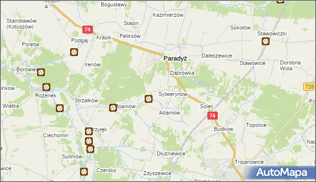 mapa Sylwerynów, Sylwerynów na mapie Targeo