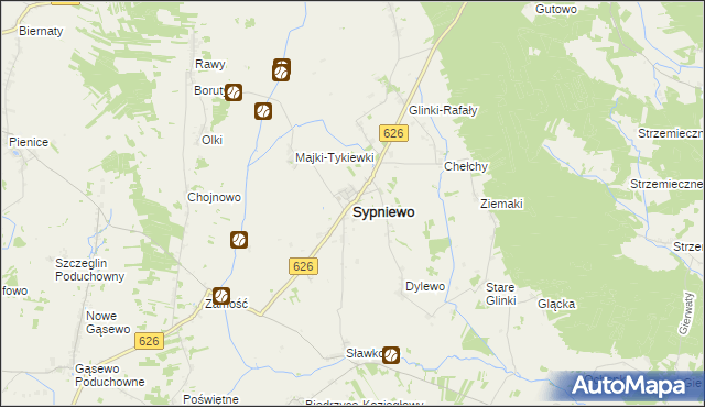 mapa Sypniewo powiat makowski, Sypniewo powiat makowski na mapie Targeo