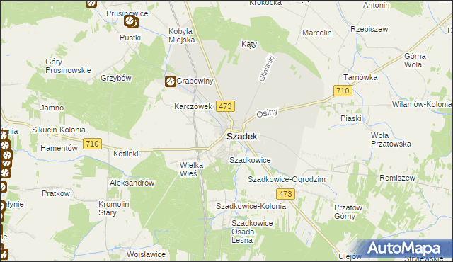 mapa Szadek powiat zduńskowolski, Szadek powiat zduńskowolski na mapie Targeo