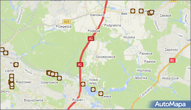 mapa Szczejkowice, Szczejkowice na mapie Targeo