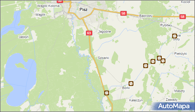 mapa Szparki, Szparki na mapie Targeo