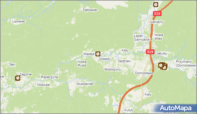 mapa Szwedy gmina Jarocin, Szwedy gmina Jarocin na mapie Targeo