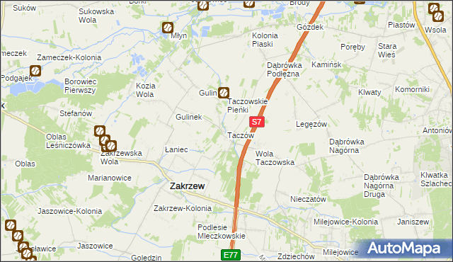 mapa Taczów, Taczów na mapie Targeo