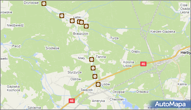 mapa Tanina, Tanina na mapie Targeo