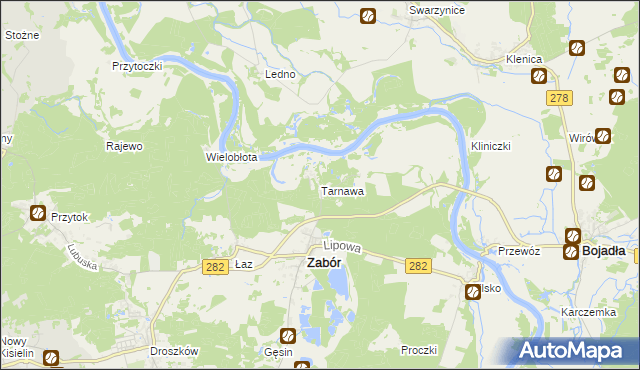 mapa Tarnawa gmina Zabór, Tarnawa gmina Zabór na mapie Targeo