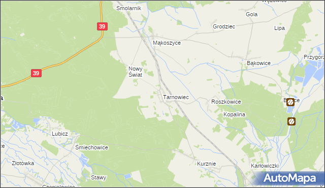 mapa Tarnowiec gmina Lubsza, Tarnowiec gmina Lubsza na mapie Targeo